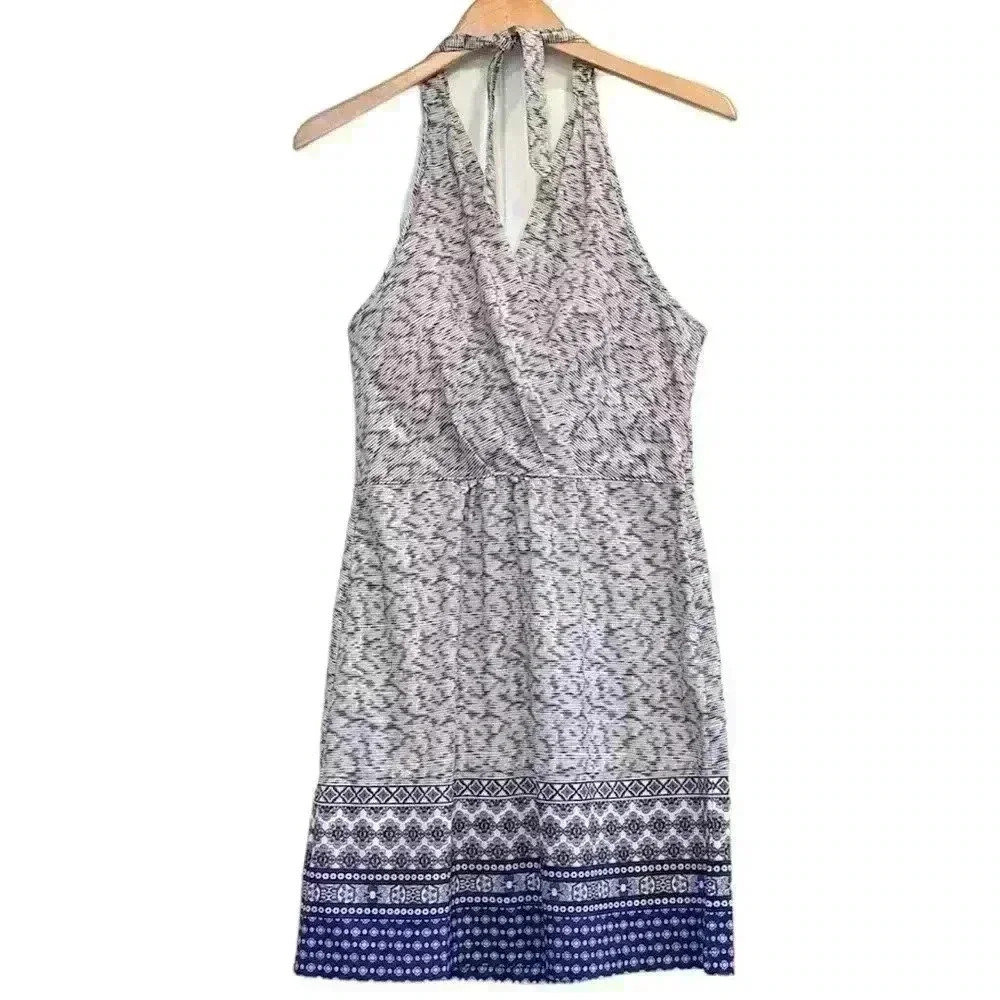 🌈 6/$60 Athleta Halter Lightweight Gathered Low Back Dress Purple Cream XSmall